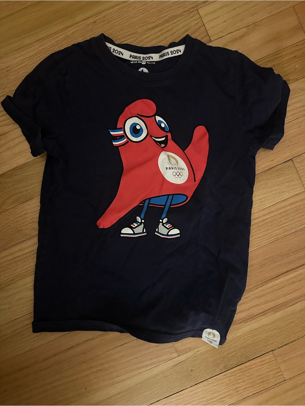 Kids Navy Paris 2024 Mascot Graphic Tee
